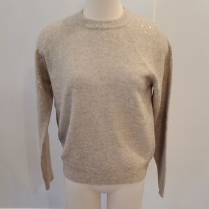 Hem&Thread women’s tan crewneck Sweater With Sequin Accents Size S new with tags